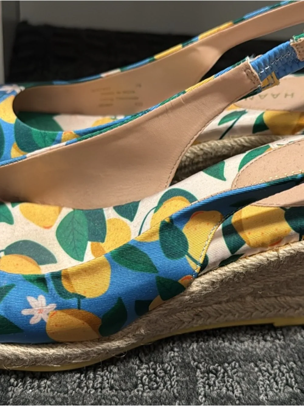 Cole Haan Lemon-Print Espadrille Wedges in Yellow, Green, Blue, Pink